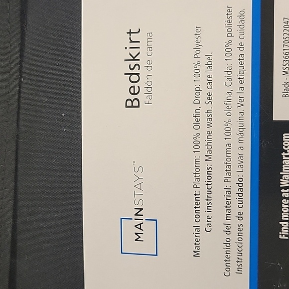 Mainstays Bedskirt Black Soft Brush Microfiber King Size Bed 78" x 80" 14" Drop - Picture 8 of 8